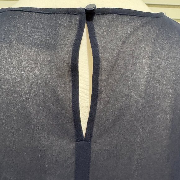 Chico’s Travelers Collection Navy Pleated Sheer Overlay Blouse – Size 3 (XL/16-1 - Picture 5 of 8
